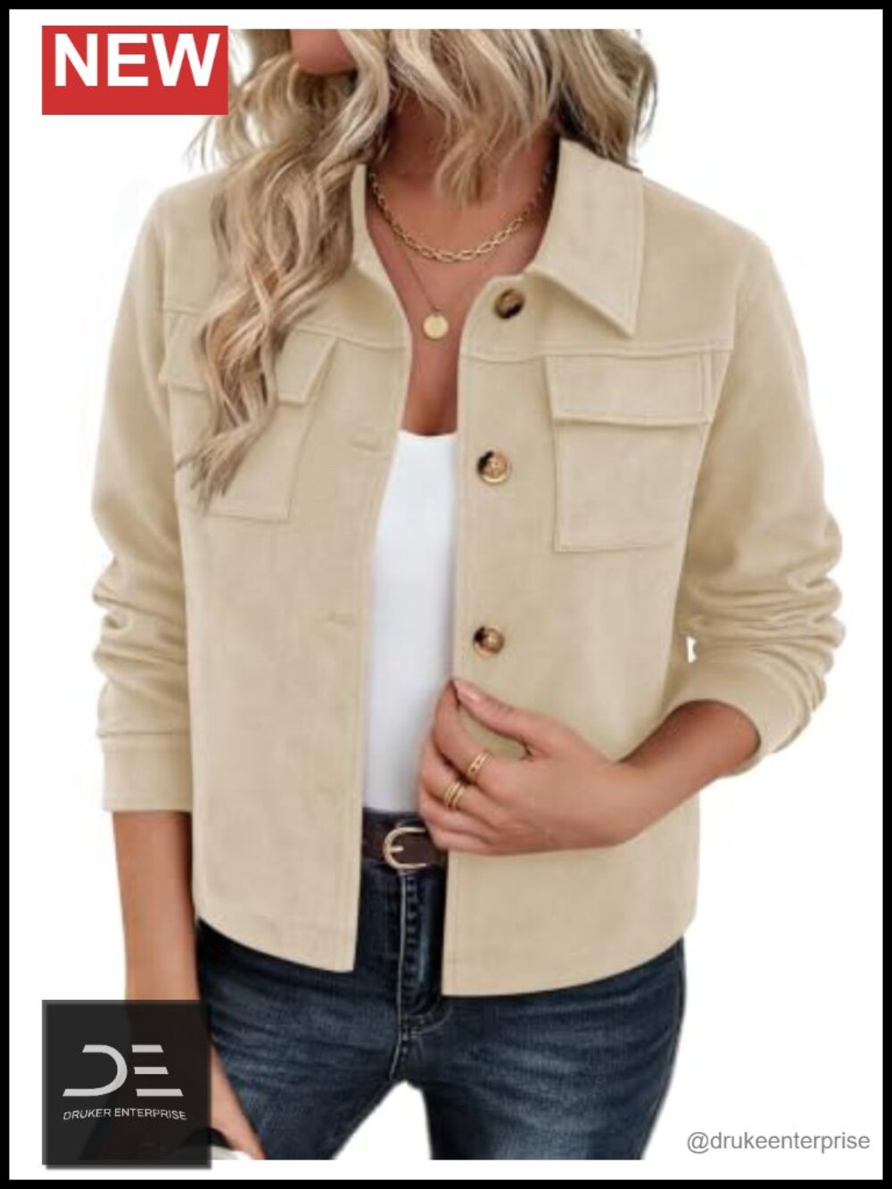 Faux Suede Cropped Shacket Button Down Collared Jacket